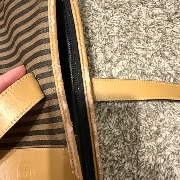 Authentic FENDI Vintage Pequin Stripe Brown and Tan Women's Tote and Wallet Set - Picture 17 of 17